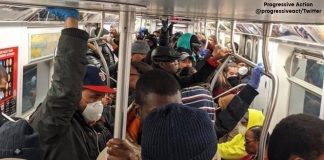 New York MTA Train – Evening rush hour on the #2 train nyc train coronavirus
